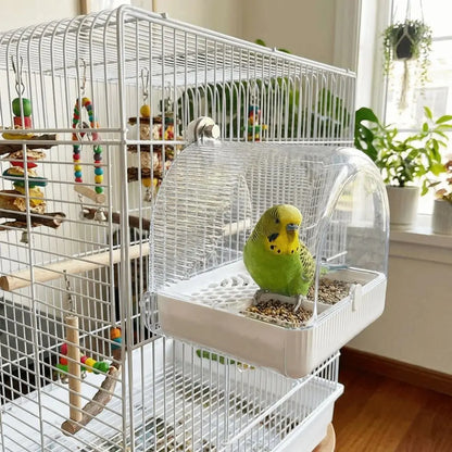 Transparent Bird Bath and Feeder with Dome Cover | Bon Bon Bird Toys
