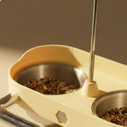 Double Bowl Cage-Mount Bird Feeder with Splash Guard | Bon Bon Bird Toys