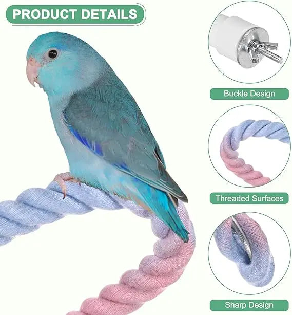 Pastel Twisted Rope Perch for Birds | Bon Bon Bird Toys