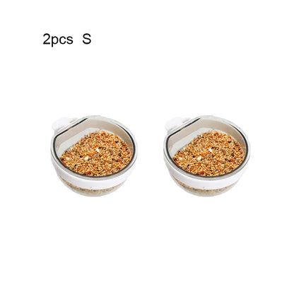 Transparent Cage-Mount Bird Feeding Bowl
