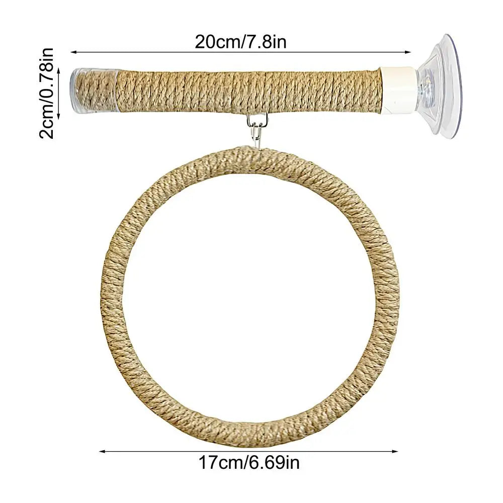 Jute Rope Suction Cup Window Perch for Birds | Bon Bon Bird Toys