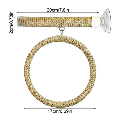 Jute Rope Suction Cup Window Perch for Birds | Bon Bon Bird Toys