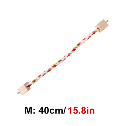 Multicolor Cotton Rope Bird Perch with Wood Block Ends