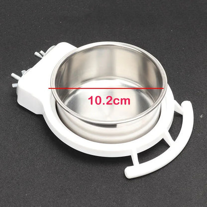 Stainless Steel Bird Bowl with Cage Clip Holder