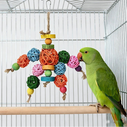 Rattan Ball Hanging Chew Toy for Birds