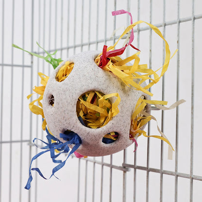 ABS Foraging Ball with Paper Shreds for Birds | Bon Bon Bird Toys