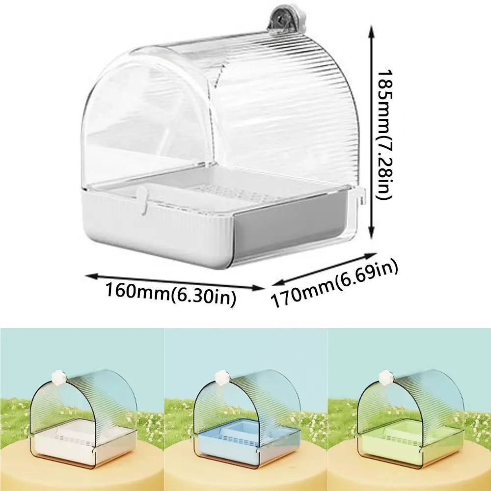Transparent Bird Bath and Feeder with Dome Cover | Bon Bon Bird Toys