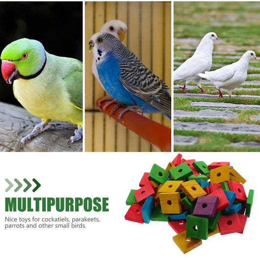 DIY Wood Chip Bird Toy Blocks 100 Pack for Small Birds
