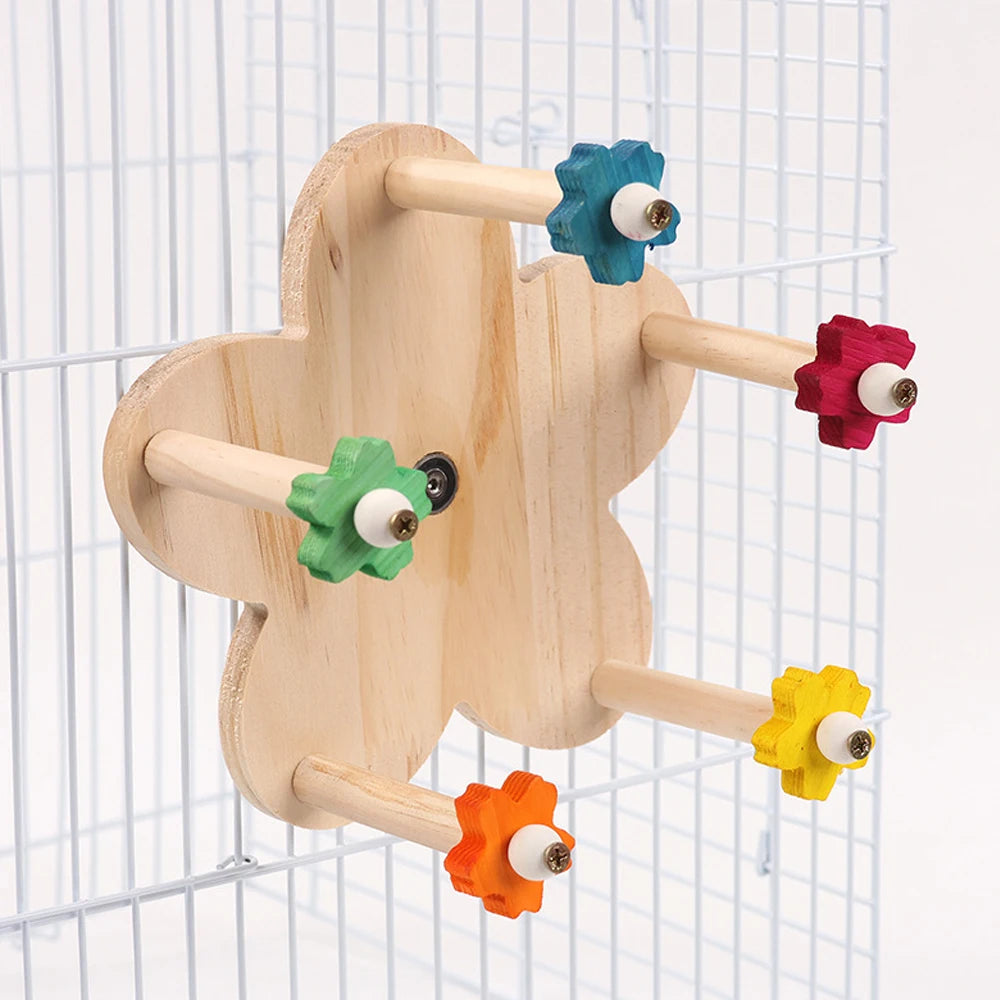 Wooden Spinning Flower Perch Toy for Birds | Bon Bon Bird Toys