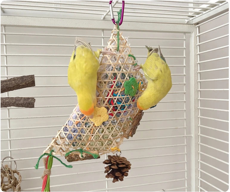 Bamboo Shredded Paper Foraging Toy for Birds | Bon Bon Bird Toys