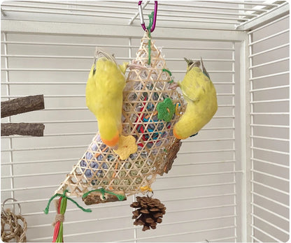 Bamboo Shredded Paper Foraging Toy for Birds | Bon Bon Bird Toys