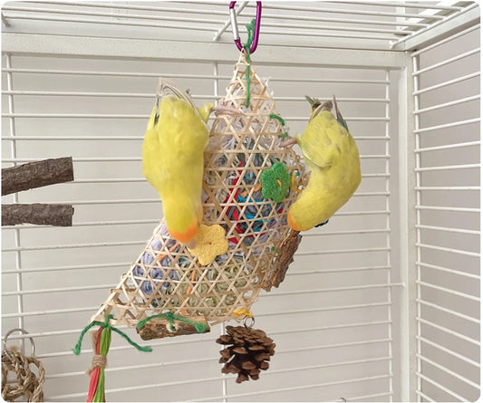 Bamboo Shredded Paper Foraging Toy for Birds | Bon Bon Bird Toys