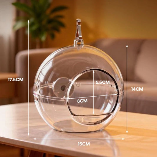 Clear Acrylic Bird Nest Pod with Cotton Cushion | Bon Bon Bird Toys