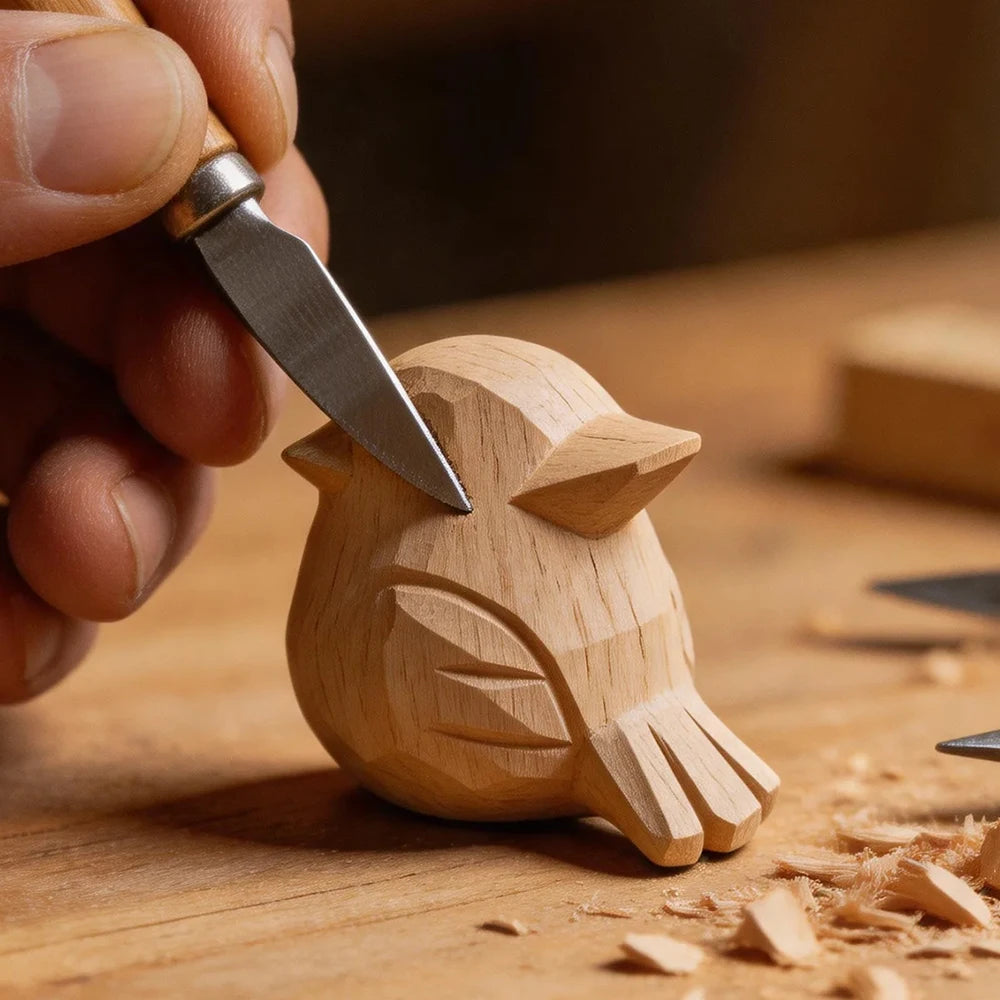 Hand-Carved Wood Cockatiel Keychain | Bon Bon Bird Toys
