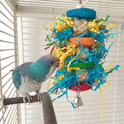 Colorful Paper & Loofah Shredder Toy for Birds | Bon Bon Bird Toys