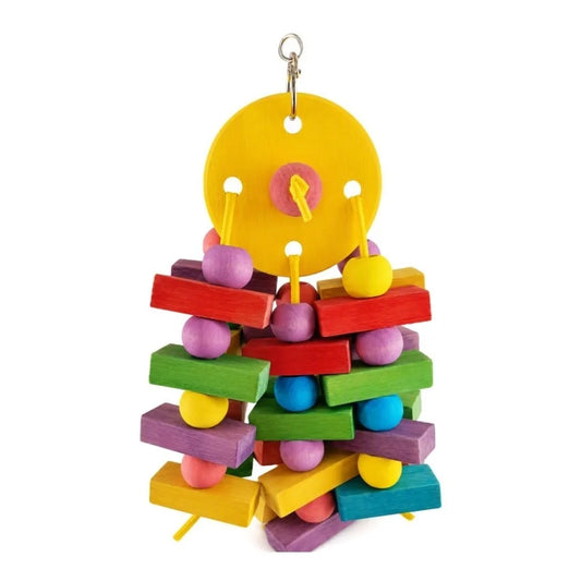Colorful Stacked Wooden Block Chew Toy for Birds