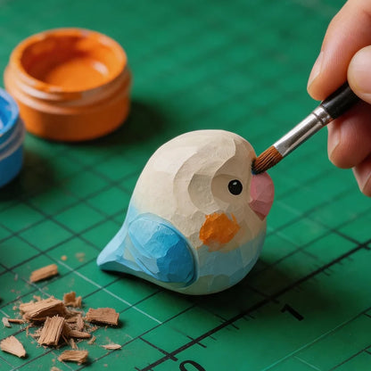 Hand-Carved Wood Lovebird Keychain | Bon Bon Bird Toys