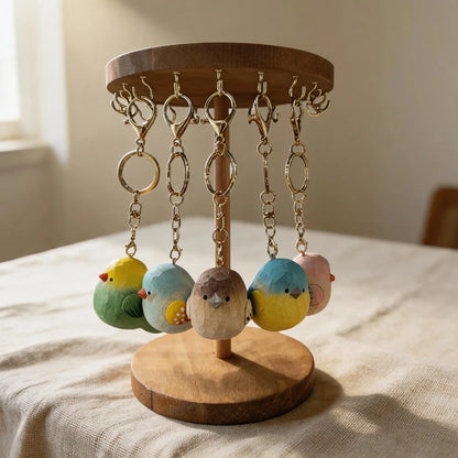 Hand-Carved Wood Bird Keychain | Bon Bon Bird Toys