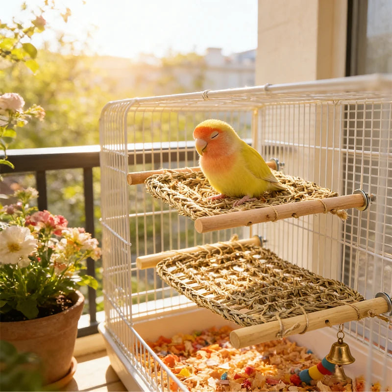 Woven Seagrass Platform Perch for Birds | Bon Bon Bird Toys
