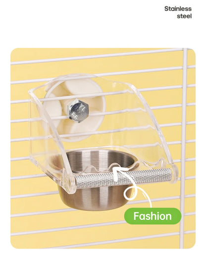 Stainless Steel Cage-Mount Bird Food Bowl | Bon Bon Bird Toys