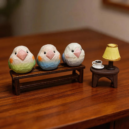 Hand-Carved Lovebird Figurine | Bon Bon Bird Toys