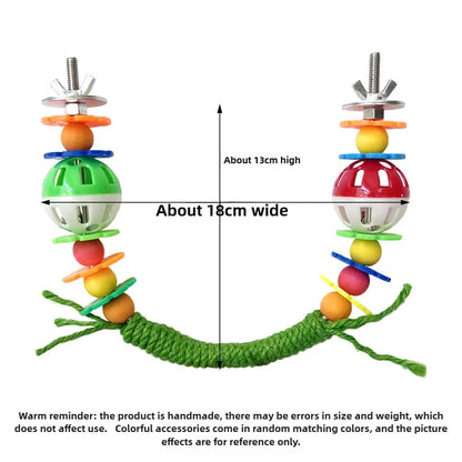 Rope Perch with Bells and Colorful Beads | Bon Bon Bird Toys