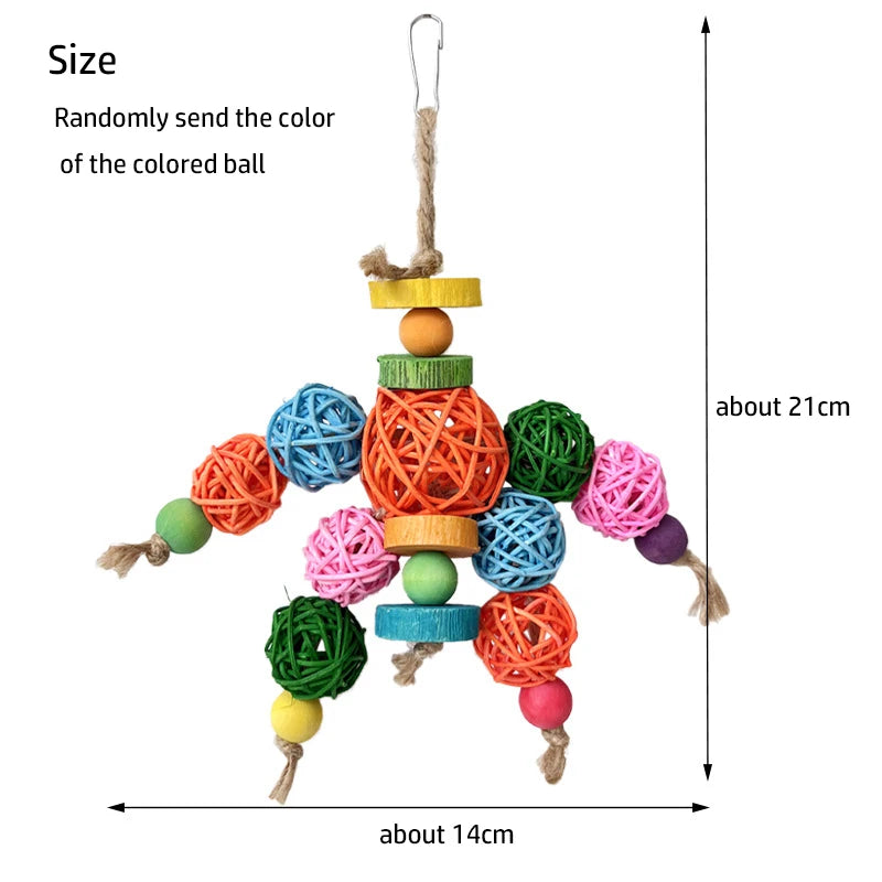Rattan Ball Hanging Chew Toy for Birds