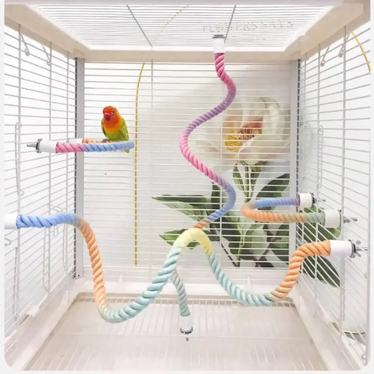Pastel Twisted Rope Perch for Birds | Bon Bon Bird Toys