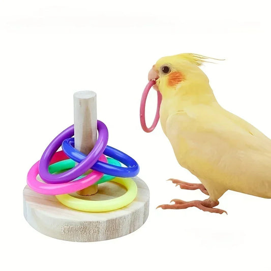 Wooden Ring Stacking Toy for Birds | Bon Bon Bird Toys
