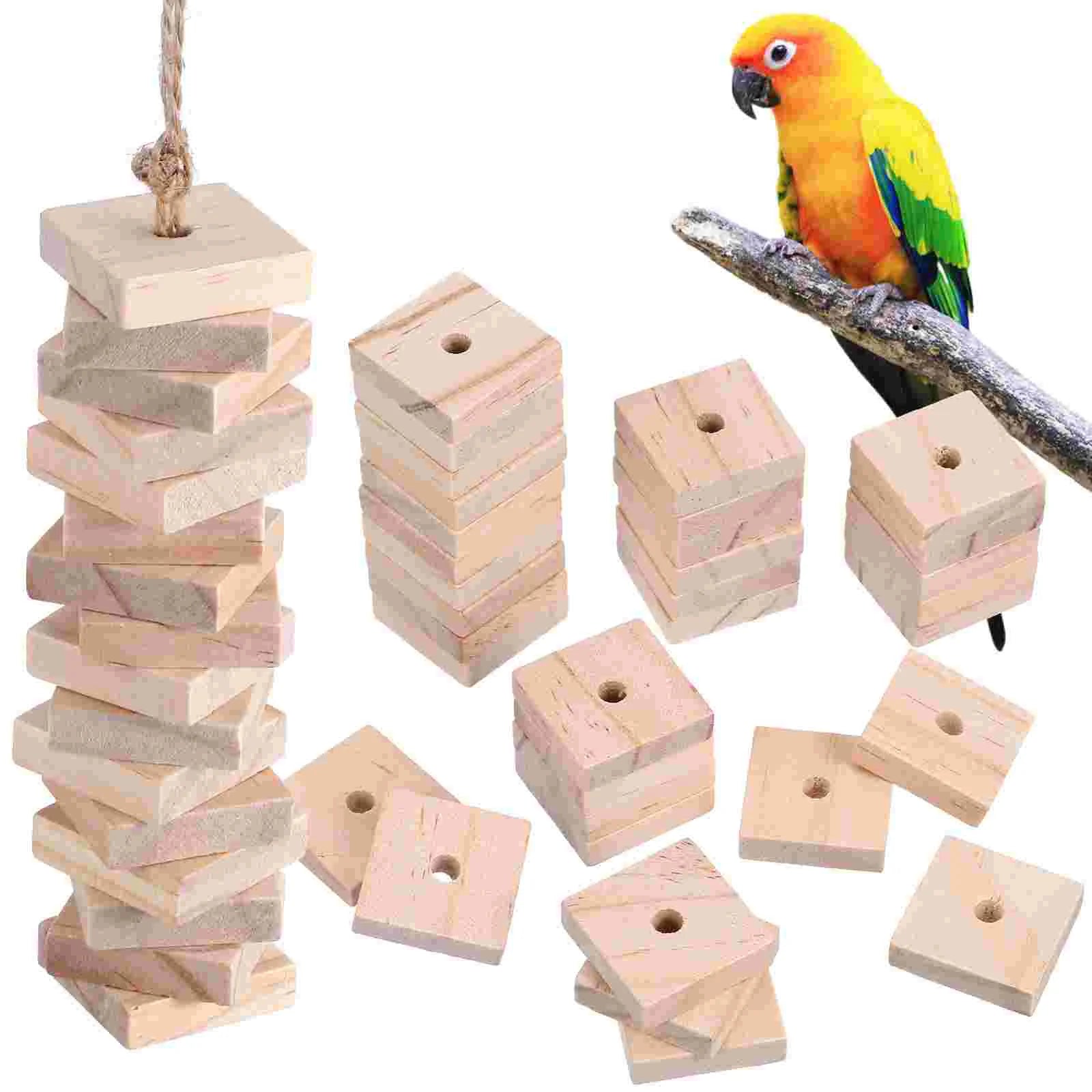 Natural Wood Bird Chew Blocks 100 Pack for DIY Bird Toys