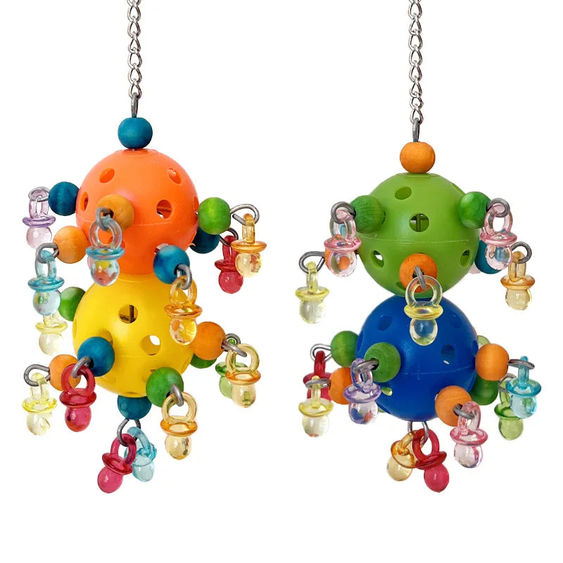 Colorful Bead and Ball Chew Toy for Birds | Bon Bon Bird Toys