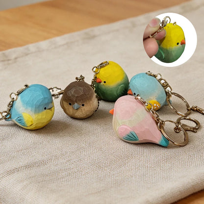Hand-Carved Wood Bird Keychain | Bon Bon Bird Toys