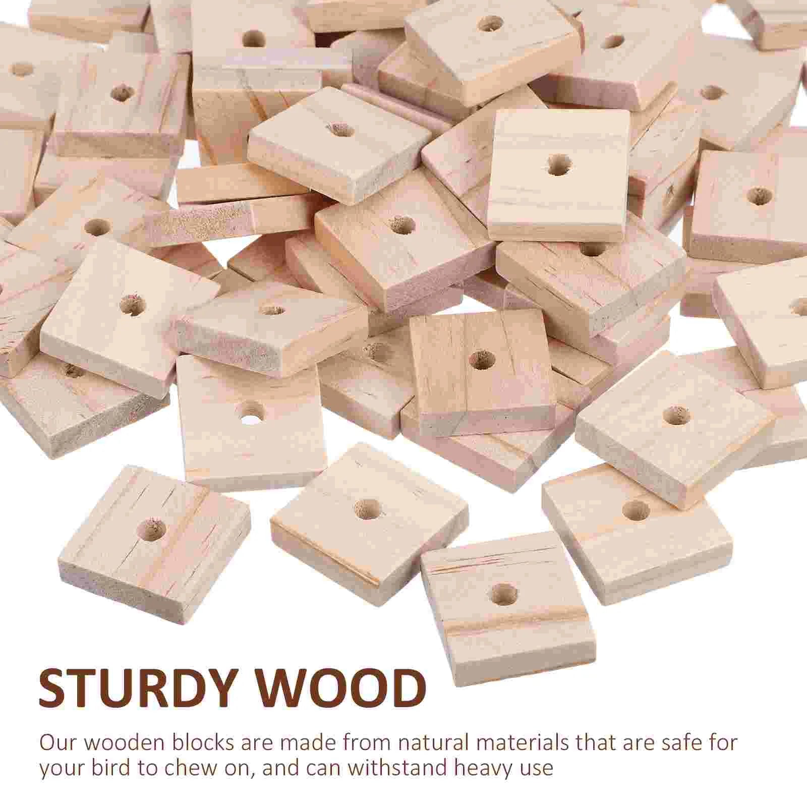Natural Wood Bird Chew Blocks 100 Pack for DIY Bird Toys