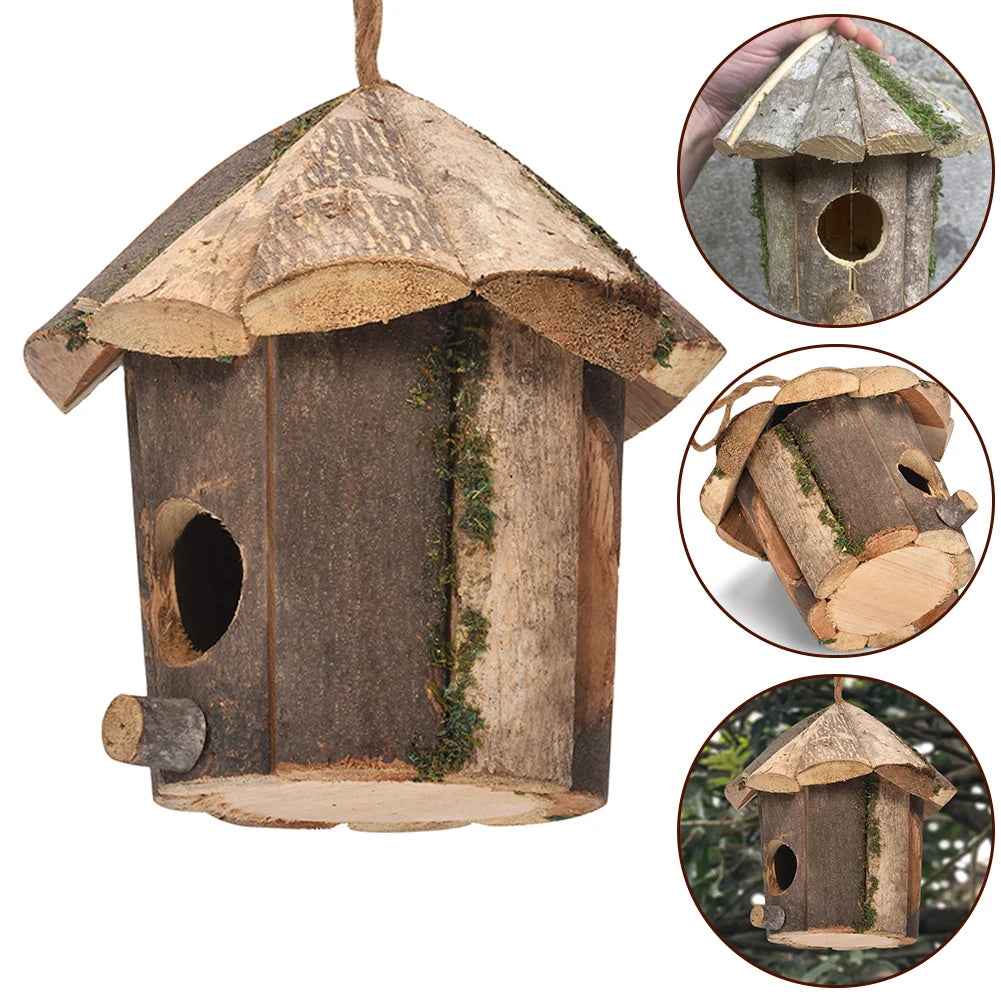 Natural Wood Outdoor Birdhouse