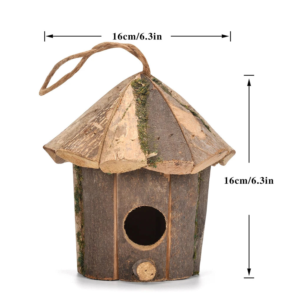 Natural Wood Outdoor Birdhouse