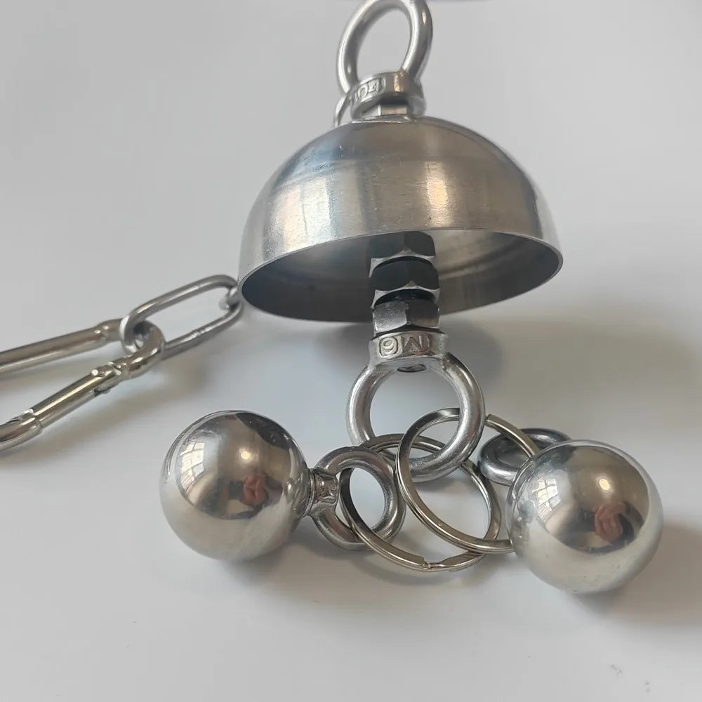 Stainless Steel Dome Bell Hanging Toy for Large Parrots
