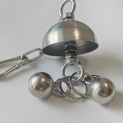 Stainless Steel Dome Bell Hanging Toy for Large Parrots