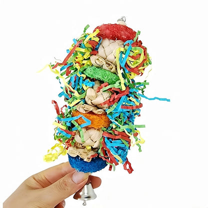 Colorful Paper & Loofah Shredder Toy for Birds