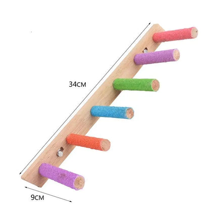 Wooden Climbing Ladder with Claw Grinding Perch for Birds | Bon Bon Bird Toys