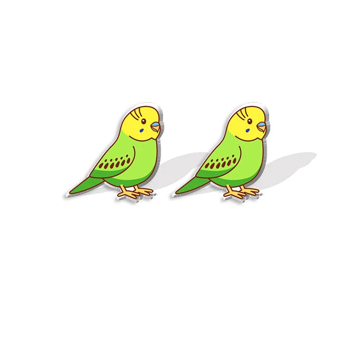 Budgie Acrylic Stud Earrings | Bon Bon Bird Toys