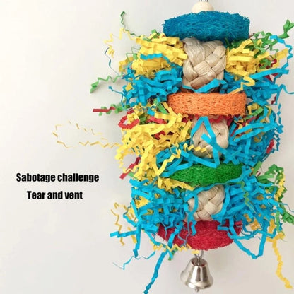Colorful Paper & Loofah Shredder Toy for Birds | Bon Bon Bird Toys