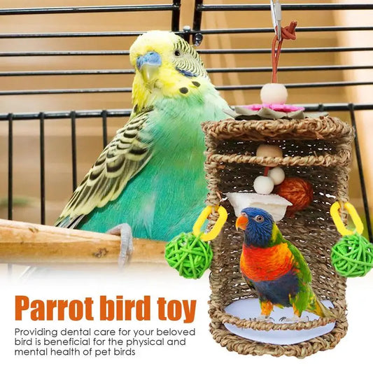 Woven Seagrass Foraging Basket Bird Toy