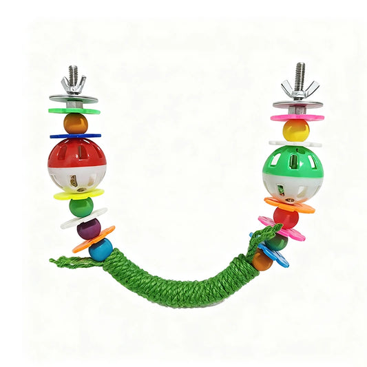 Rope Perch with Bells and Colorful Beads | Bon Bon Bird Toys