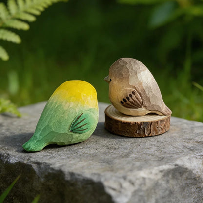Hand-Carved Sparrow Figurine | Bon Bon Bird Toys