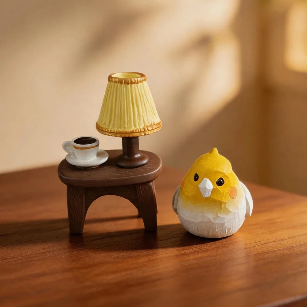 Hand-Carved Cockatiel Figurine | Bon Bon Bird Toys