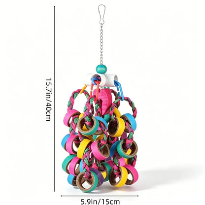 Colorful Bagel Ring Cascade Chew Toy for Parrots | 24 Rings