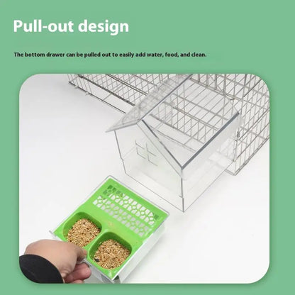 Acrylic House Bird Feeder with Pull-Out Drawer | Bon Bon Bird Toys