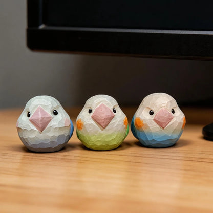 Hand-Carved Lovebird Figurine | Bon Bon Bird Toys