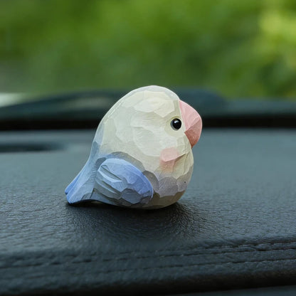 Hand-Carved Lovebird Figurine | Bon Bon Bird Toys