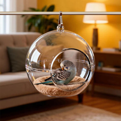 Clear Acrylic Bird Nest Pod with Cotton Cushion | Bon Bon Bird Toys